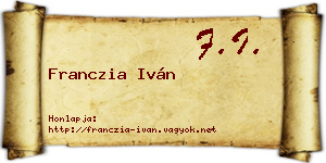 Franczia Iván névjegykártya